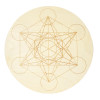 Socle de rechargement en bois Cube de Métatron gravé 30 cm