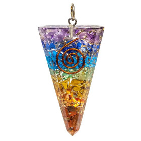 Orgonite pendentif conique multicouleur -- 5 cm