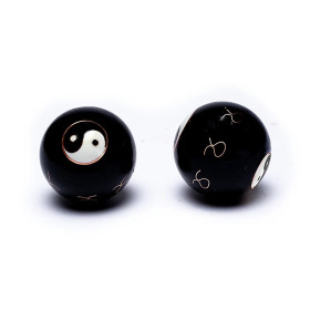 Boules de santé Qi Gong Yin et Yang noir -- 3.5 cm