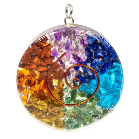Orgonite pendentif rond multicouleur -- 4 cm