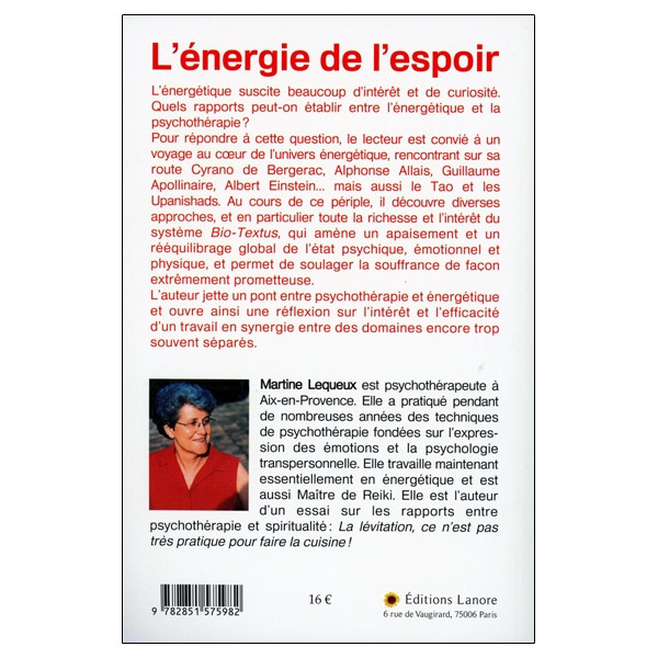 L'énergie de l'espoir - Psychothérapie et énergétique
