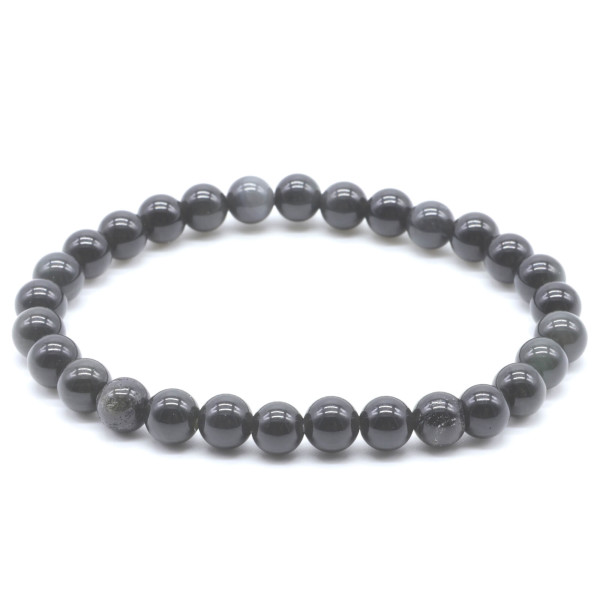 OBSIDIENNE DORE BRACELET BOULE 6MM