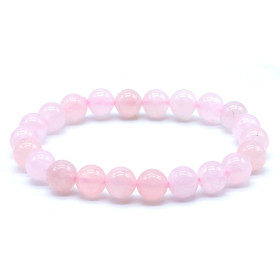 QUARTZ ROSE BRACELET BOULE 8MM