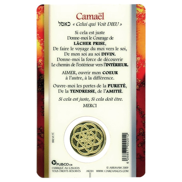 Médaille sur carte Archange Camaël
