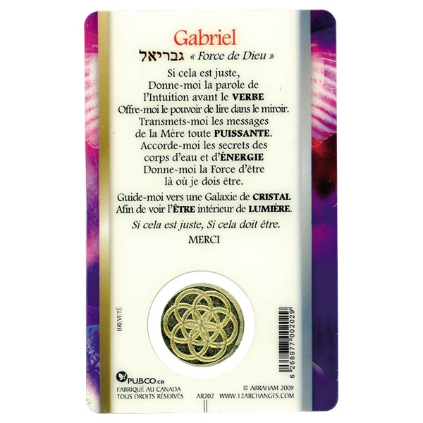 Médaille sur carte Archange Gabriel