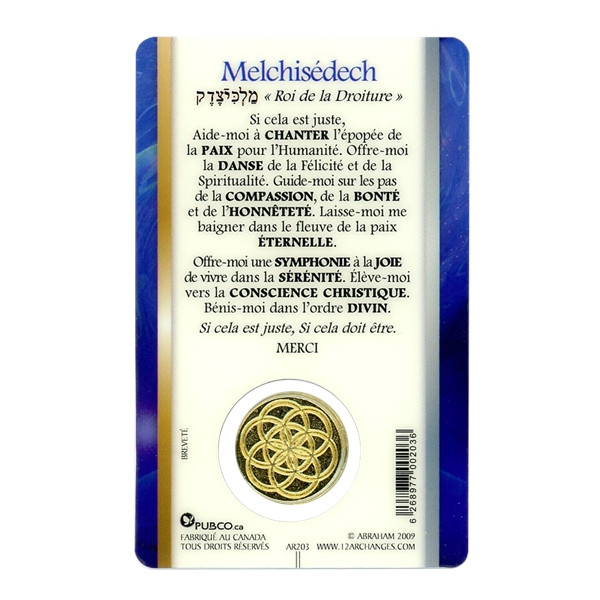 Médaille sur carte Archange Melchisédech