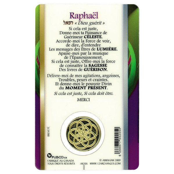 Médaille sur carte Archange Raphaël