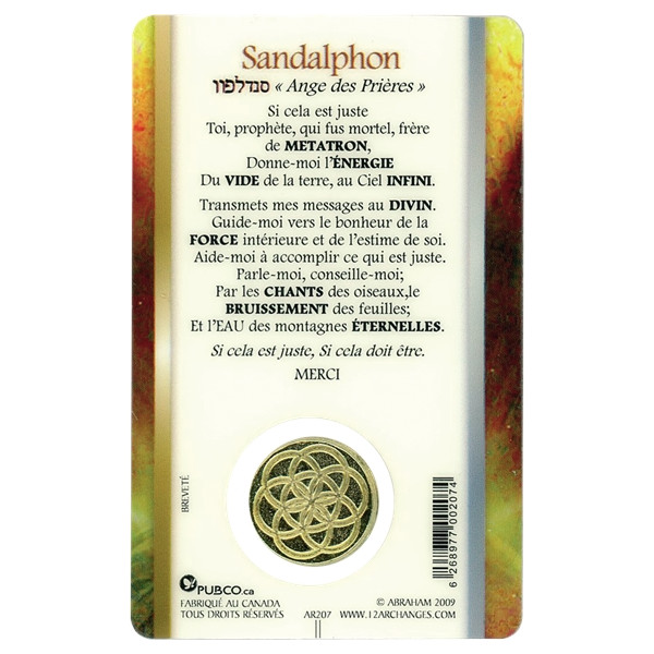 Médaille sur carte Archange Sandalphon