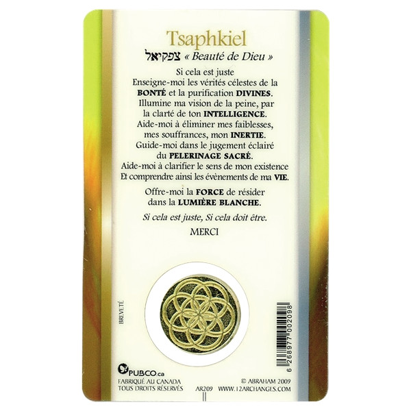 Médaille sur carte Archange Tsaphkiel