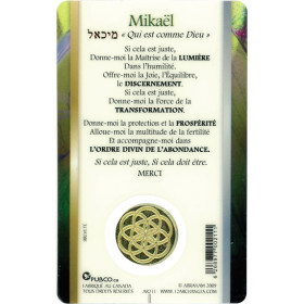 Médaille sur carte Archange Mikaël