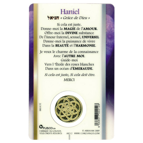 Médaille sur carte Archange Haniel