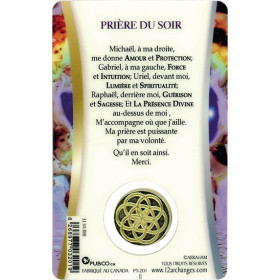 Médaille sur carte Prière du Soir