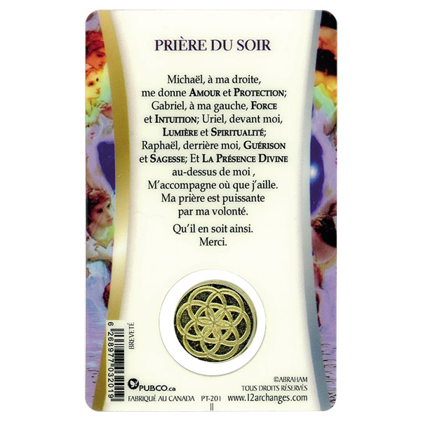 Médaille sur carte Prière du Soir