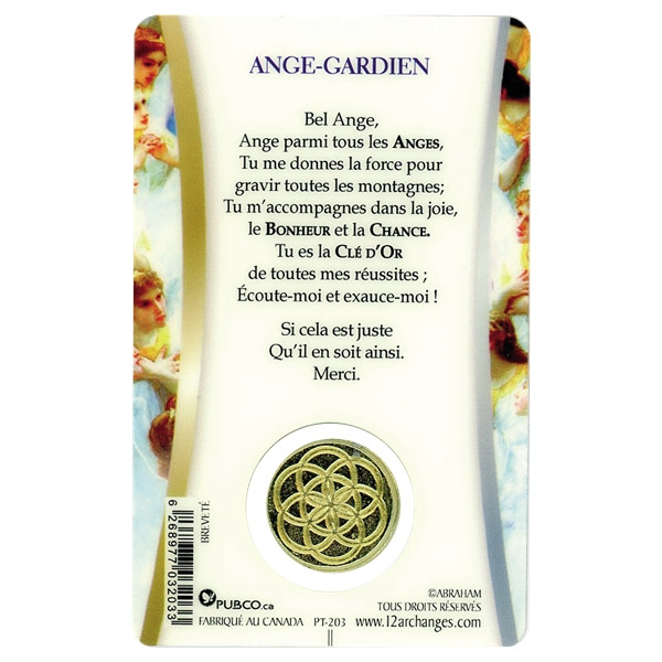 Médaille sur carte Ange Gardien