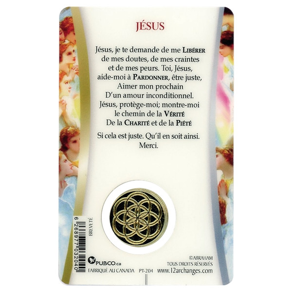 Médaille sur carte Jésus