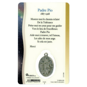 Médaille sur carte Padre Pio