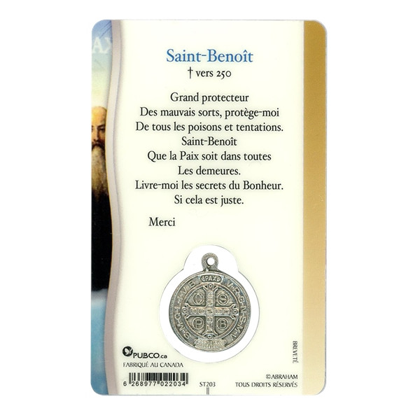 Médaille sur carte Saint-Benoît