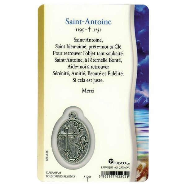 Médaille sur carte Saint-Antoine