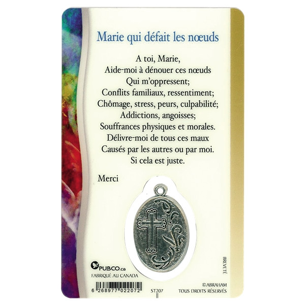 Médaille sur carte Marie qui défait les Noeuds
