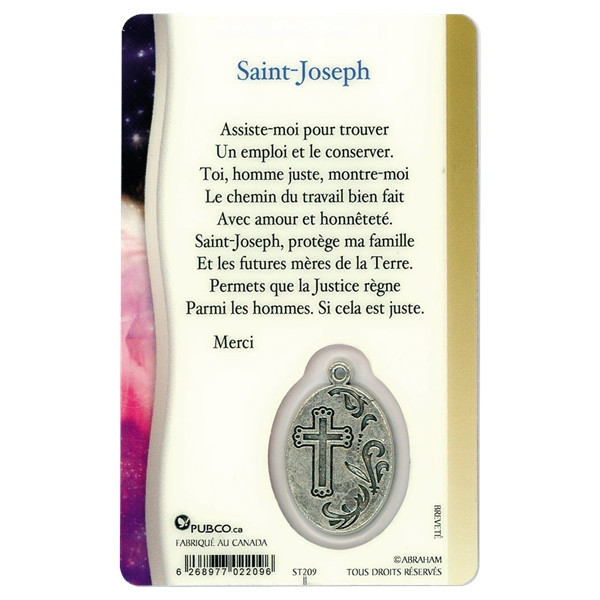 Médaille sur carte Saint-Joseph
