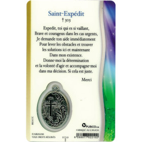 Médaille sur carte Saint-Expédit