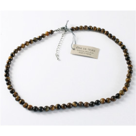 Collier Oeil de Tigre Perles rondes 6 mm