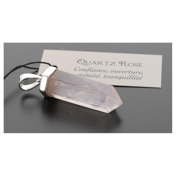 Pendentif Quartz Rose Forme pointe