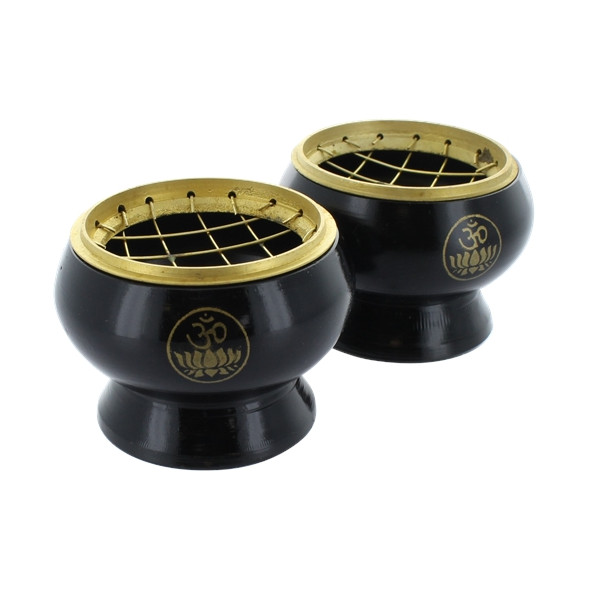 Brûle-encens coloris noir modèle Om