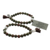 Bracelet Unakite Perles rondes 8 mm Pompon et Lotus