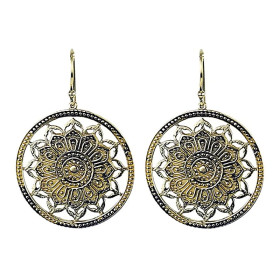 Boucles d'oreilles Mandala Lotus laiton doré -- 3.5 cm