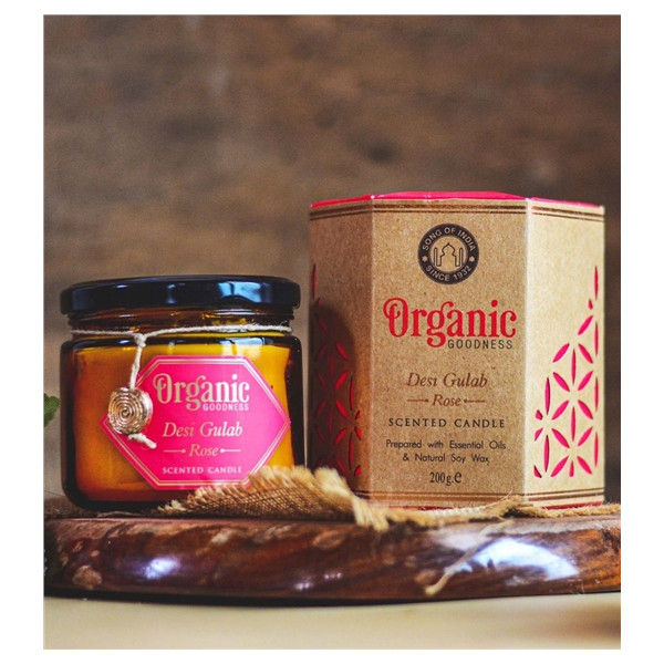 Bougie parfumée Organic en Cire végétale Rose 200 grs