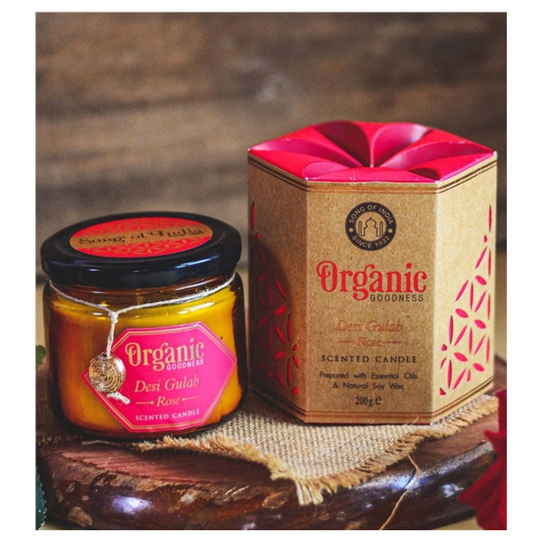 Bougie parfumée Organic en Cire végétale Rose 200 grs