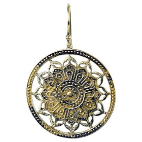 Boucles d'oreilles Mandala Lotus laiton doré -- 3.5 cm