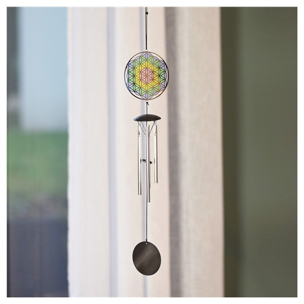 Carillon à vent Attrape-soleil Fleur de Vie 46 cm