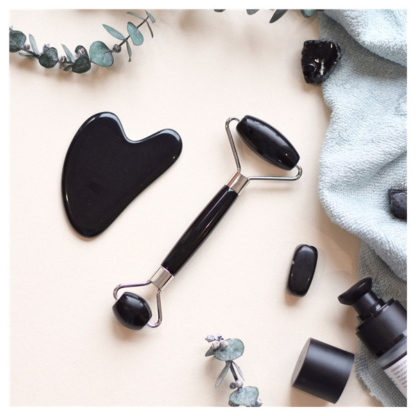 Coffret de Massage pour le Visage en Obsidienne noire