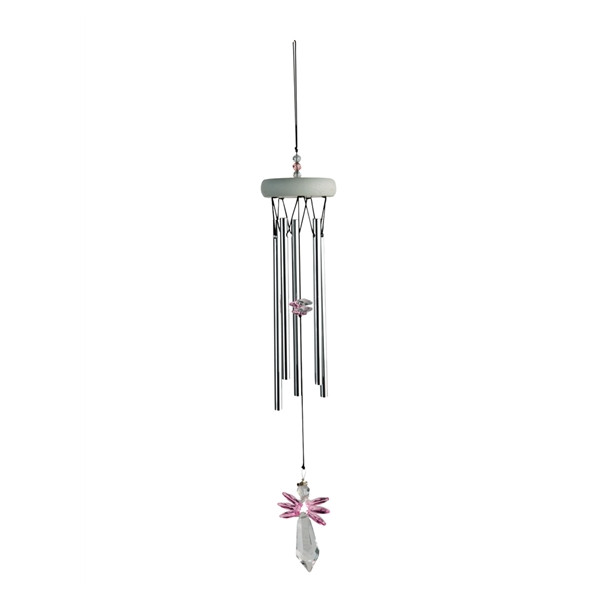 Carillon Ange cristal 45 cm Rose