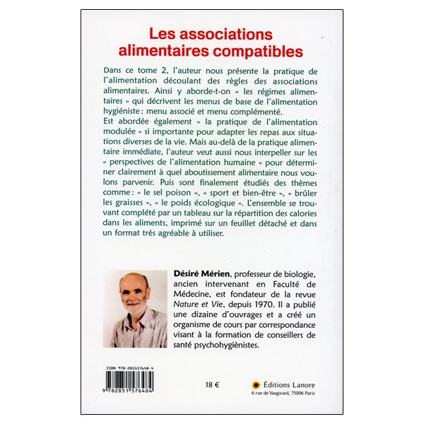 Les associations alimentaires compatibles Tome 2 - Menus et recettes de l'alimentation raisonnée
