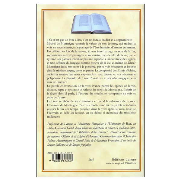 La voix de Montaigne - Langue, Corps et Paroles dans les Essais