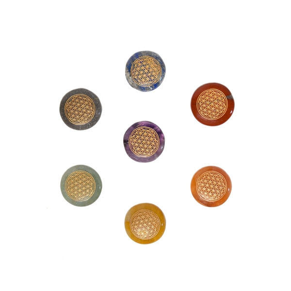 Coffret Galets 7 Chakras Fleur de vie