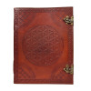 Grimoire en cuir Acajou Fleur de vie - Grand Format