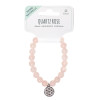 Bracelet Quartz rose perles rondes 8 mm et breloque Fleur de vie