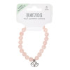 Bracelet Quartz rose perles rondes 8 mm et breloque Lotus