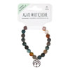 Bracelet Agate multicolore perles rondes 8 mm et breloque Arbre de vie