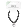 Bracelet Hématite perles rondes 8 mm et breloque Om