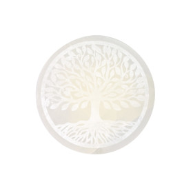 Socle en Sélénite gravé Arbre de Vie 14 cm