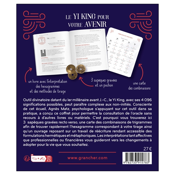 Le Yi king pour votre avenir - Un livre, une carte des combinaisons des trigrammes et 3 sapèques - Coffret
