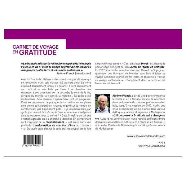 Carnet de voyage en gratitude - 40 fois Merci ! en textes et aquarelles