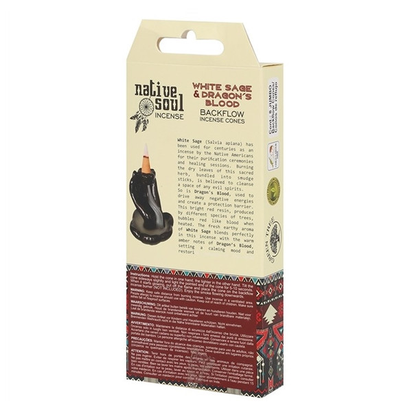 Encens Green Tree Native Soul Sauge Blanche & Sang de Dragon Cônes Backflow