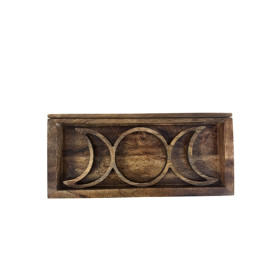 Support en bois et porte-carte de Tarot Triple Lune - Naturel