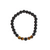 Bracelet perles rondes Oeil de tigre et Pierre de lave